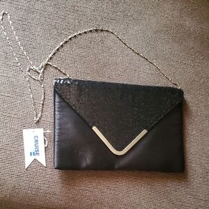 Black Clutch Bag  Sequence With gold Snap